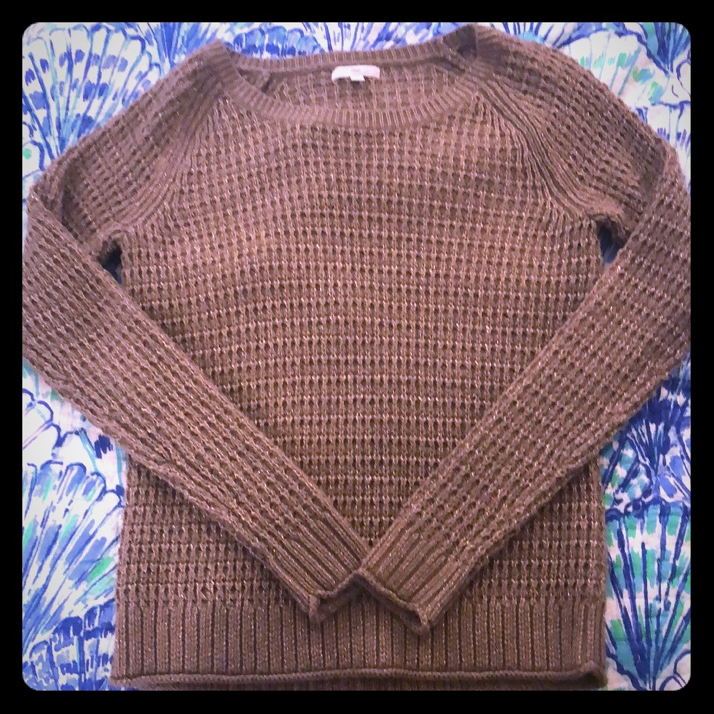 GAP light brown/coffee knit sweater w/ gold thread